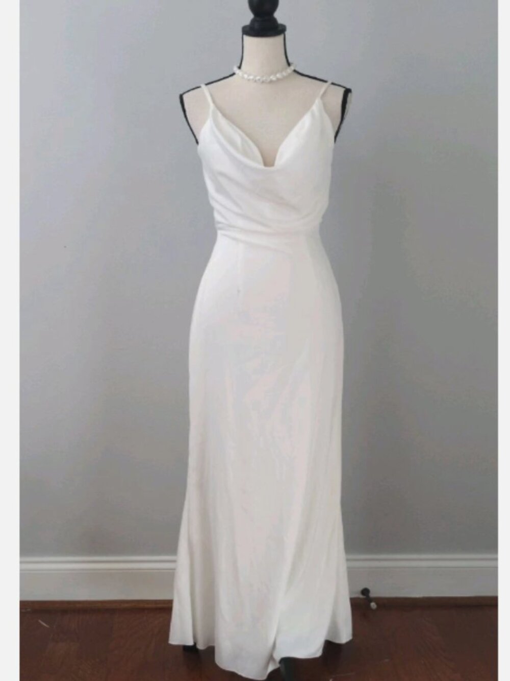 Bridal Satin Gown Cowl Neckline wedding Dress Sz 8